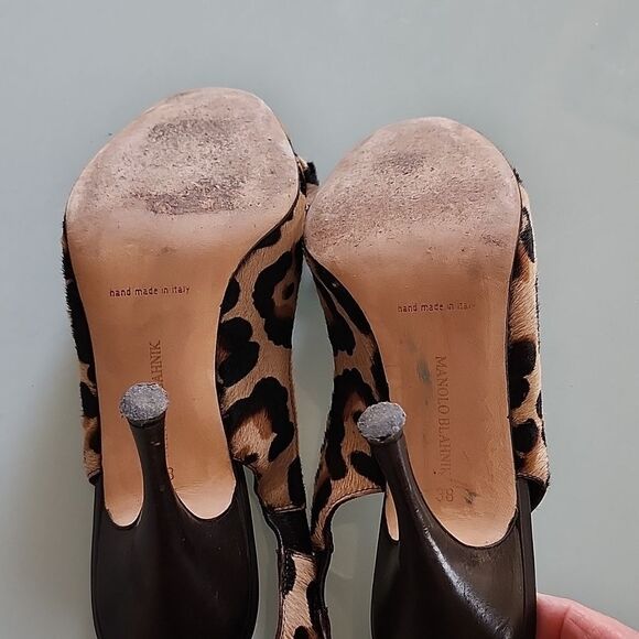 Manolo Blahnik Calf Hair Animal Print Heels - Picture 5 of 11
